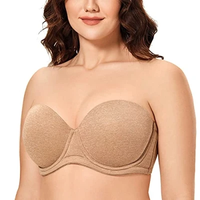 Afbeelding van Delimira Dames Onderdraad Contour Multiway Volledige Dekking Strapless BH Plus Size, Chanterelle, 95D