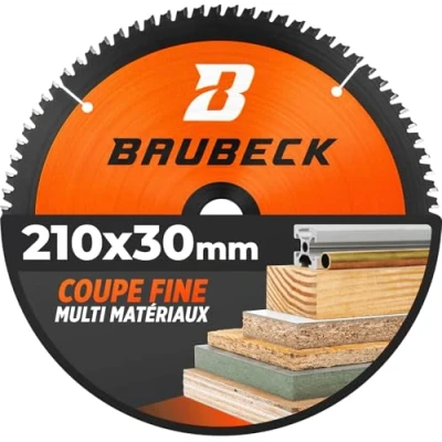 Afbeelding van BAUBECK Zaagblad 210 x 30 mm, multimateriaal, fijn gesneden, voor hout, aluminium, metaal enz., cirkelzaagblad compatibel met Scheppach, Parkside enz.