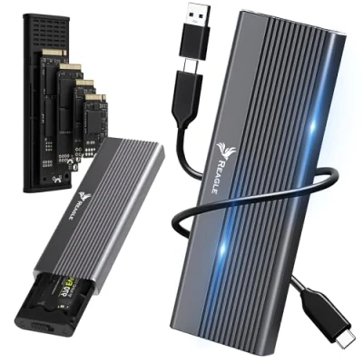 Afbeelding van Reagle M.2 NVMe SSD behuizing, installatie zonder gereedschap, 10 Gbps, USB 3.2 Gen 2, aluminium, compatibel met Windows en Mac OS