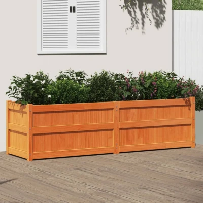 Afbeelding van Plantenbak 180x50x50 cm massief grenenhout wasbruin
