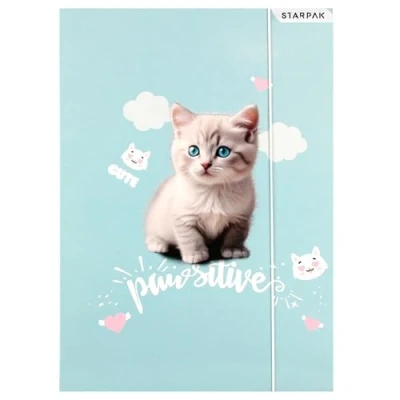 Afbeelding van Schattig KATJE GELAMINEERD schoolmap met elastiek A4 voor meisjes STARPAK