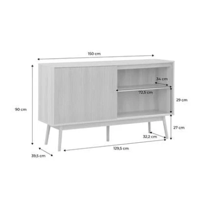 Afbeelding van sweeek Dressoir van donker hout, linear, b 150 x d 395 h 90cm