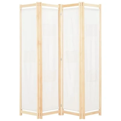 Afbeelding van Kamerscherm met 4 panelen 160x170x4 cm stof crème