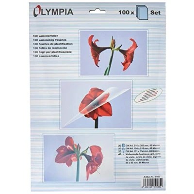 Afbeelding van Olympia Lamineerfolie DIN A4, A5, A6, 95 x 60 mm 80 micron 1 set(s)