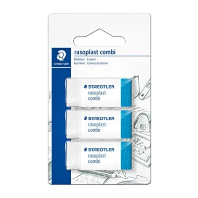 Afbeelding van Rasoplast Combi 526 Bt blister met 3 witte en blauwe gummen, latexvrij, Bt30