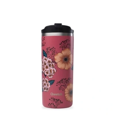 Afbeelding van QWETCH Travel Mug Isotherme Anémones 470ml Thermos Café &amp; Thé en Inox 6h Chaud et 12h Froid Sans BPA, Étanche, de voyage