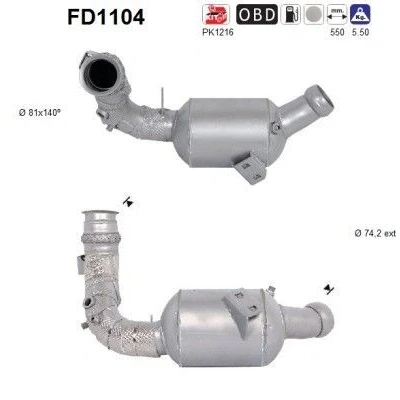 Afbeelding van AS FD1104 Roetfilter Euro 5 Cordieriet MERCEDES BENZ: C Class Saloon, E T modell, Saloon
