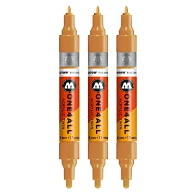 Afbeelding van Molotow One4All Twin acryl marker (lijndikte 1,5 mm en 4 mm, zeer dekkend permanent 108 oker licht