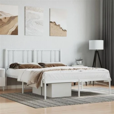 Image de vidaXL Cadre de lit métal sans matelas et tête blanc 120x190 cm374483