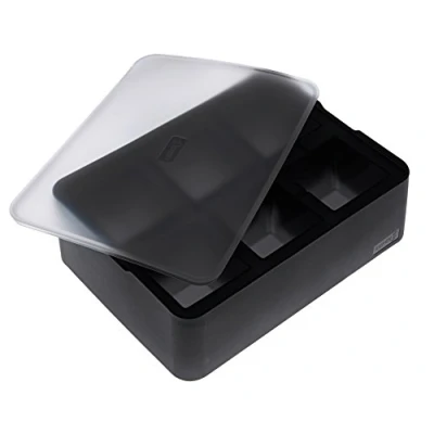 Afbeelding van Lurch ijsblokjesvorm uit silicone kubus met deksel zwart 5x5cm