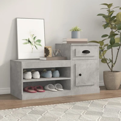 Afbeelding van Schoenenkast 100x42x60 cm bewerkt hout betongrijs