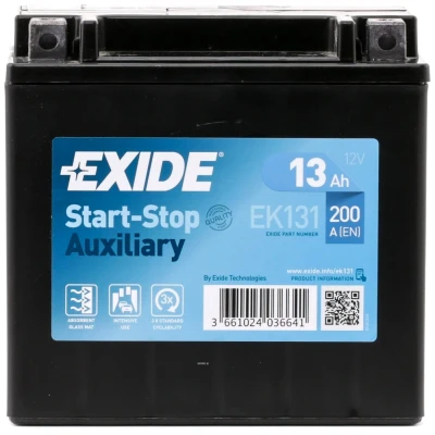Afbeelding van EXIDE Start Stop EK131 Accu 12V 13Ah 200A B0 MERCEDES BENZ: A Class, GLA, CLA Estate, BMW: 5 Touring, Saloon, GT, AUDI: A5 B8 Coupe