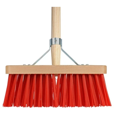 Afbeelding van Talen Tools Bezem Kunststof Haren 28 cm Rood Inclusief Steel