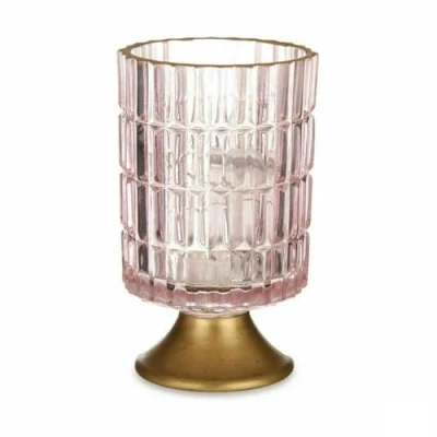 Afbeelding van Led lantaarn Roze Gouden Glas 10,7 x 18 cm (6 Stuks)