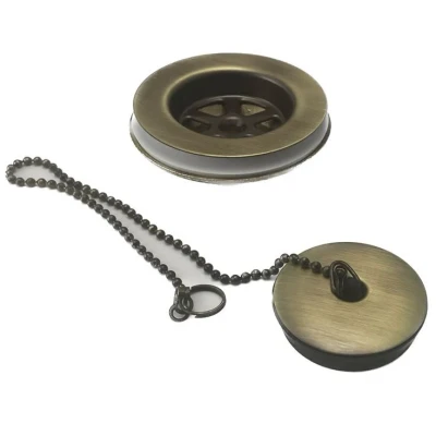 Afbeelding van PB Unix fontein en wastafelplug met stopketting brons 1208953281