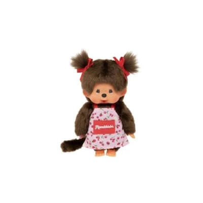 Afbeelding van BANDAI Monchhichi Peluche avec tablier floral singe emblématique des années 80 doudou doux 20 cm pour enfants Jouet à partir de 2 ans SE201648