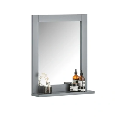 Afbeelding van SoBuy® FRG129 SG Spiegel, wandmontage, badkamermeubel met 1 verdieping, dienblad