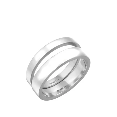 Afbeelding van Kuzzoi 2ER SET Casual LOOK Ring, Heren, Maat: 62, Silber