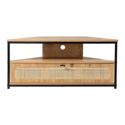 Afbeelding van Hoek TV meubel 1 deur met rotan webbing L100 cm JAYA