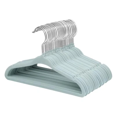 Afbeelding van ManGotree 30 stuks fluwelen kleerhangers voor baby&#039;s, kinderen, kledinghangers, ruimtebesparend, antislip (blauw)
