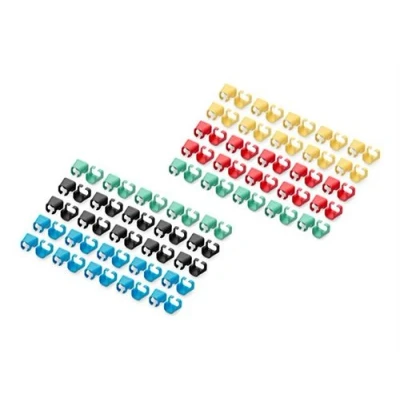 Image de DIGITUS Clips de codage couleur câble pour raccordement, mixte (20 pièces dans chaque) noir, bleu, jaune, rouge, vert (pack 100)