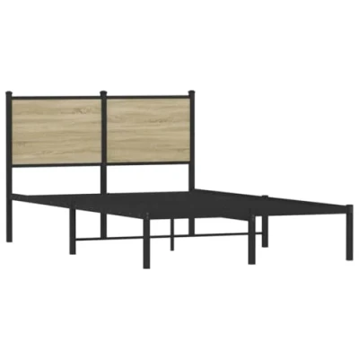 Afbeelding van Bedframe met hoofdbord metaal sonoma eikenkleurig 120x200 cm