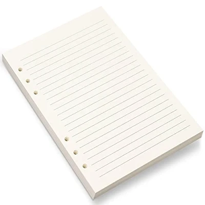 Afbeelding van A5 gelinieerd papier, papiervulling, 6 gaten, navulverpakking voor Filofax planner, gelinieerde losse vellen, 8 mm, 80 vellen/160 pagina&#039;s, 14 x 21 cm, beige (1)