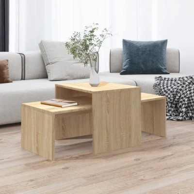 Afbeelding van Salontafelset 100x48x40 cm spaanplaat sonoma eikenkleurig