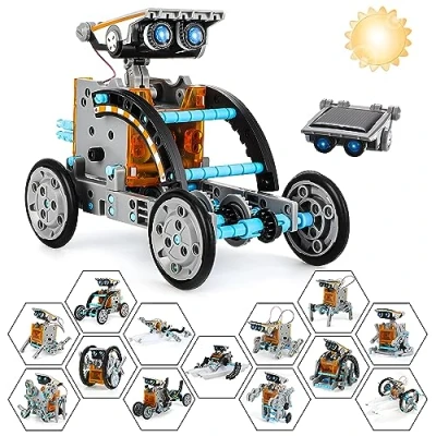 Afbeelding van Weinsamkeit Zonne robot, 13 in 1 speelgoed, STEM, bouwrobot, educatief, spel voor buiten, kinderen, wetenschappelijke ervaringen, cadeau jongens en meisjes, 8, 9, 10, 11, 12, jaar