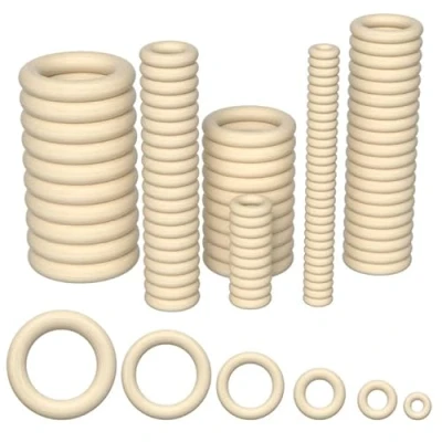 Afbeelding van Chiluxendo 100 stuks natuurlijke houten ringen, cirkel, bijtring, voor ambachtelijke decoratie, sieraden maken, macramé, doe het zelf hangers, connectoren, ring, 6 maten