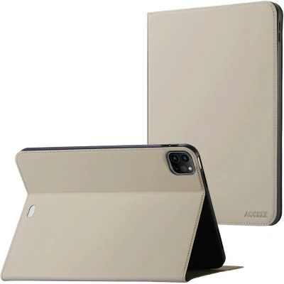 Afbeelding van Accezz Tablet Hoes Geschikt voor iPad Pro 11 (2022) / (2021) (2020) (2018) Air 5 4 Classic Case Greige