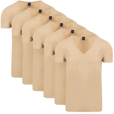 Afbeelding van Suitable Vitaru Onzichtbaar Ondershirt Diepe V Hals 6 Pack maat M Heren met Slim fit Pasvorm Stretch sale
