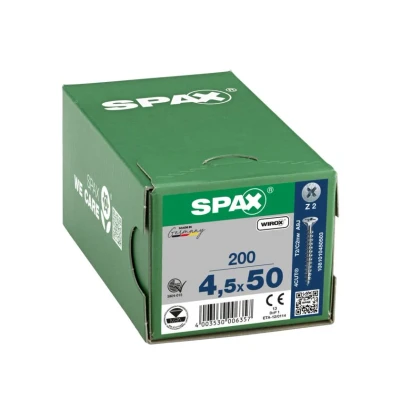 Afbeelding van Spax Spaanplaatschroef platverzonken kop verzinkt pozidriv 4.5x50mm (per 200 stuks)