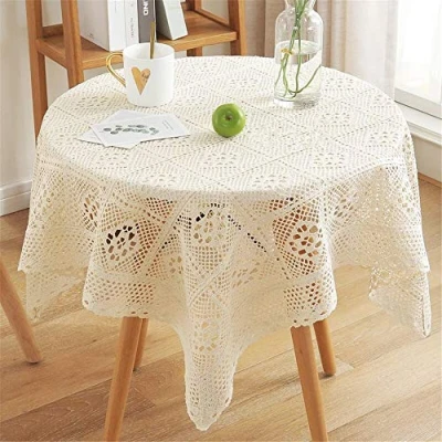 Afbeelding van AMIPOS Vintage vierkante placemats van gehaakt kant, 85 x cm, beige