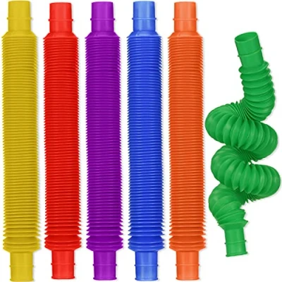 Afbeelding van 6 stuks mini sensorisch speelgoed voor buizen, pop, elastische buis, meerkleurig, speelgoed, verlicht stressspeelgoed