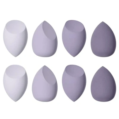Afbeelding van Set van 8 make upsponzen voor foundation, vloeibare poeders enz. Verkrijgbaar in 3 vormen (paars)