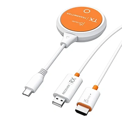 Afbeelding van j5create ScreenCast USB C naar HDMI draadloze zender en ontvanger, ondersteunt 1080p, compatibel met MacBook, iPad Pro, ChromeOS, Android (JVAW62)