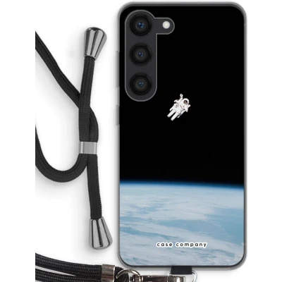 Afbeelding van Case Company® hoesje met Koord geschikt voor Samsung Galaxy S23 Alone in Space Telefoonhoesje Zwart Bescherming aan alle Kanten en Over de Schermrand