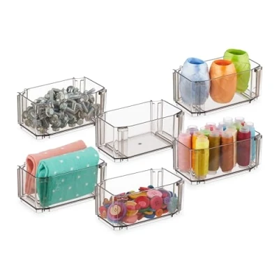 Afbeelding van Relaxdays lade organizer 6 delige set stapelbare kunststof bakjes sorteerbak bureau