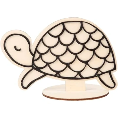 Afbeelding van Creotime Houten Figuur Om Te Decoreren Schildpad 10 Cm