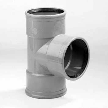 Afbeelding van PVC T stuk 90 graden manchet, 200 mm (3 x