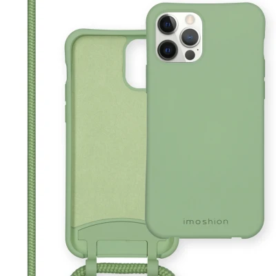 Afbeelding van iMoshion Hoesje Geschikt voor iPhone 12 Pro / met koord Color Backcover afneembaar Groen
