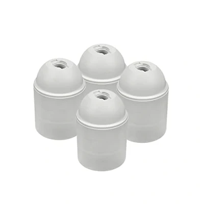 Afbeelding van HALOTEC Set van 4 E27 lampfittingen Wit fitting behuizing glad Montage M10 x 1 Zichtbare lampvoet met grove schroefdraad Made in Italy