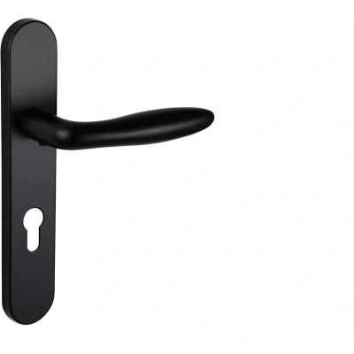Afbeelding van Lavuzo deurkruk Pratona Zwart met afgerond schild PC72 Per set Deurklink