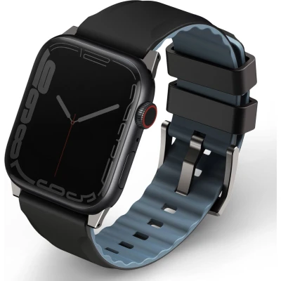 Afbeelding van Uniq Armband Apple Watch 42/44/45/49 Mm Linus Airosoft Silicone Strap Zwart (uniq 45mm linusblk)