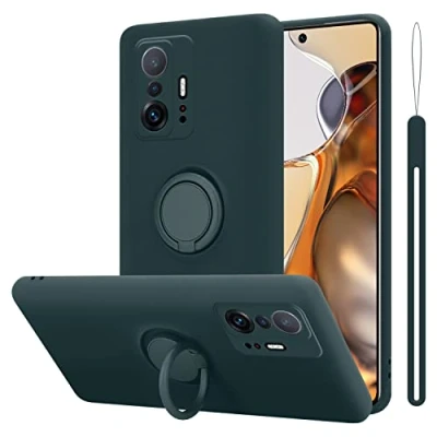 Afbeelding van Cadorabo Hoesje geschikt voor Xiaomi 11T / PRO in LIQUID GROEN Beschermhoes van flexibel TPU silicone Case Cover met ring