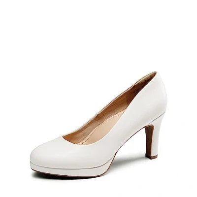 Afbeelding van DREAM PAIRS Klassieke pumps met hoge hak voor dames platform werk en werk, Puur wit