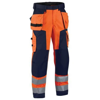 Image de Pantalon artisan softshell haute visibilité orange fluorescent/marine