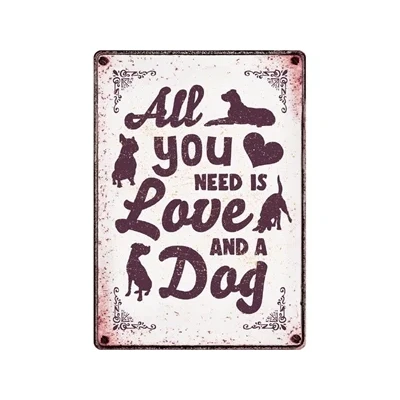 Afbeelding van Plenty Gifts Waakbord Blik All You Need Is Love And A Dog 21X15 CM