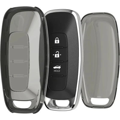 Afbeelding van kwmobile Autosleutel hoesje geschikt voor Nissan 3 Knoppen Ariya B6 B9 X trail T33 Qashqai behuizing van TPU transparant in zwart /